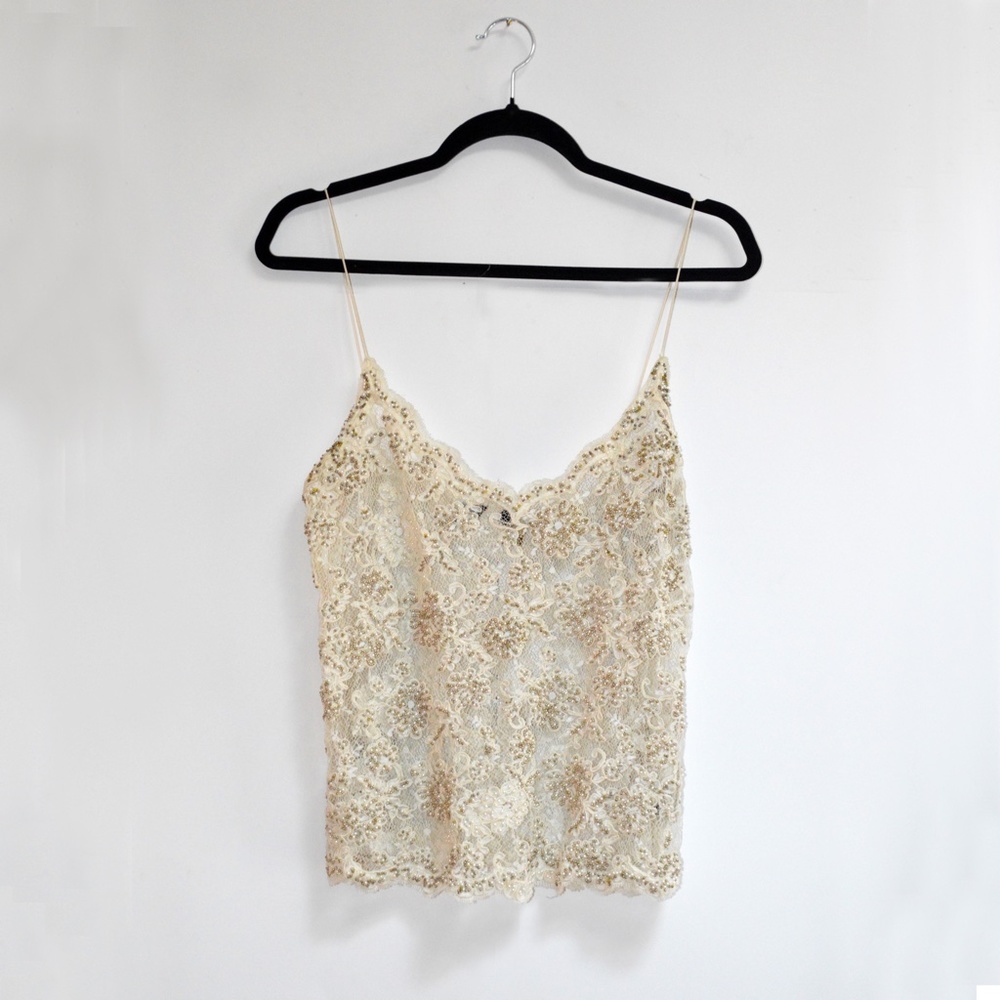 Beaded Sheer Lace Tank And Short Sleeve Cardigan - Picture 2 of 10